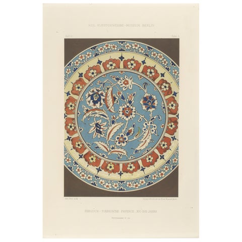Persian-Turkish Faience Plate with Carnation and Tulip Motif, J.Lessing, 1890