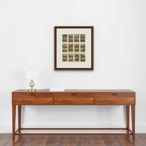 Set of 12 Colored Antique Prints of Various Fishes and Crustaceans, shown framed on a wall