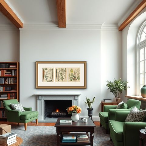 Antique Root and Medicinal Plant Prints, Botanical Studies, Germany 1852, shown framed in a room