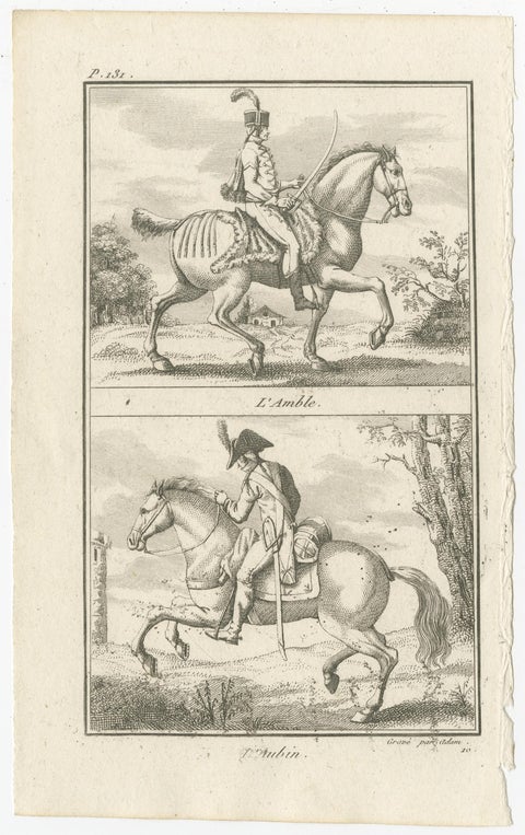Antique Horse Riding Print - l'Amble - l'Aubin, view 2