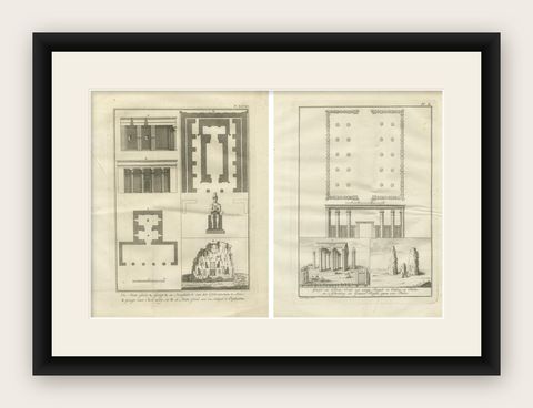 Elephantine & Philae Temples, Rock Tombs and Granite Formations, c.1776 Prints, shown framed
