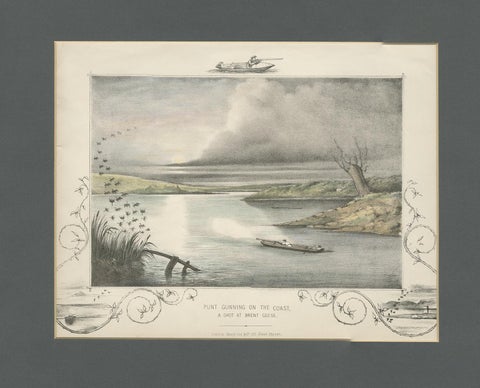 Antique Hunting Print of a shot at Brent Geese, circa 1863, view 2