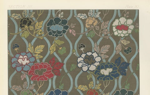 Japanese Floral Textile Pattern Print by G. A. Audsley, Paris, c. 1882, close-up 4