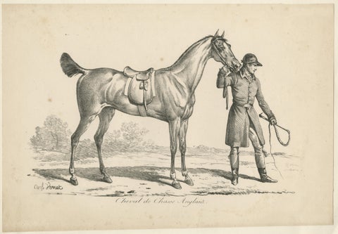 Antique Print of a Horse used for Hunting in England, view 2