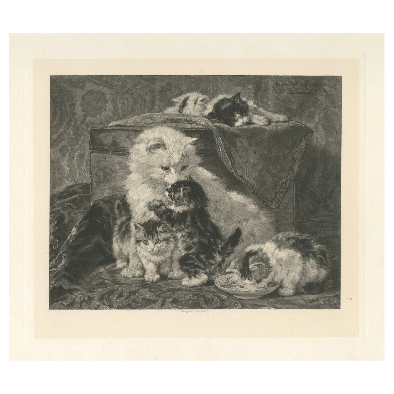 "Mother's Love" - Cats and Kittens by Henriette Ronner (1894)