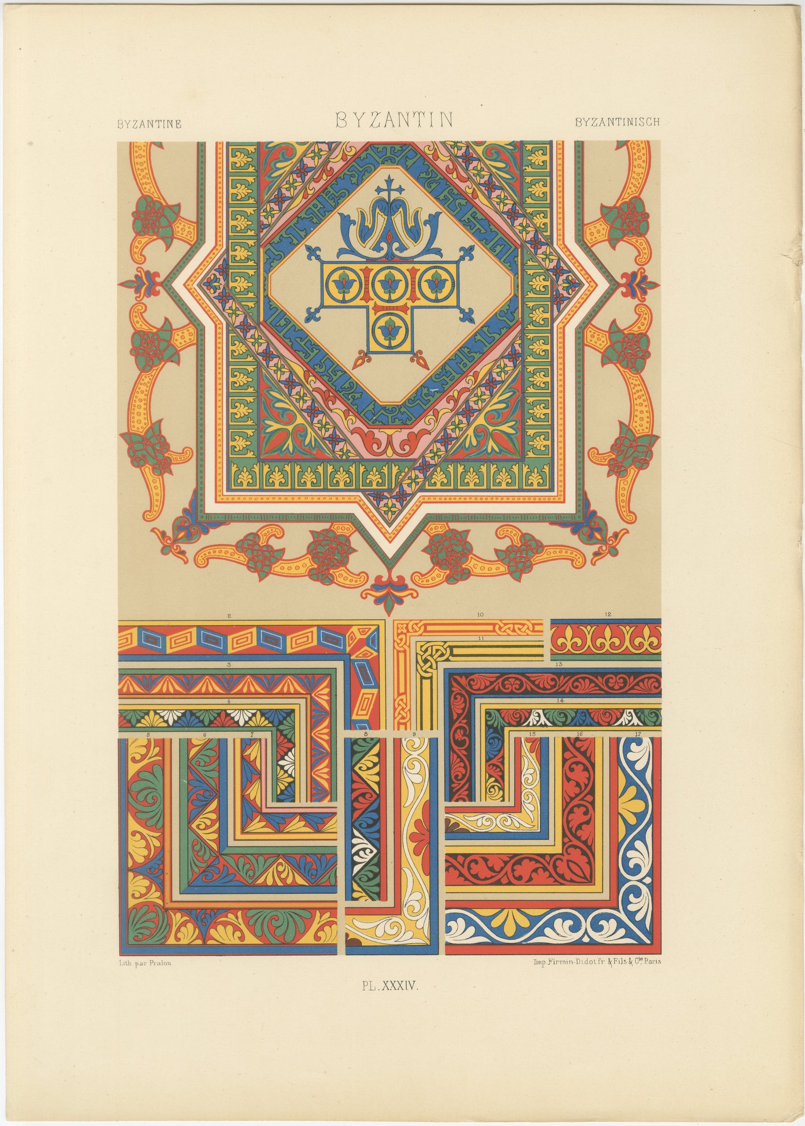 Byzantine Decorative Borders & Motifs, Geometric & Floral, Plate XXXIV, ca.1890