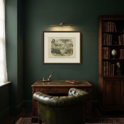 Antique Ibex and Chamois Print with Aurochs, Sheep and Cattle, circa 1890, shown framed in a room