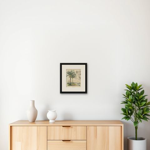 Antique Cycad Botanical Print, Copper Engraving, c.1831, Hand Colored, shown framed on a wall