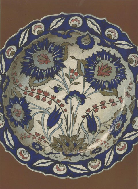 Damascus Faience Plate with Carnations and Tulips, Julius Lessing, Berlin 1890, close-up 4