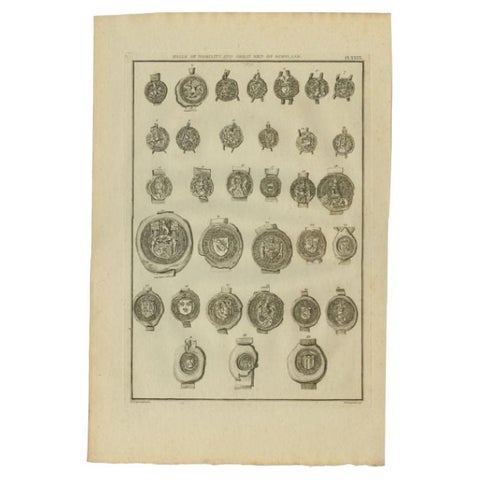 Antique Print of Seals of Nobility and Important Men of Scotland, 1792, view 2