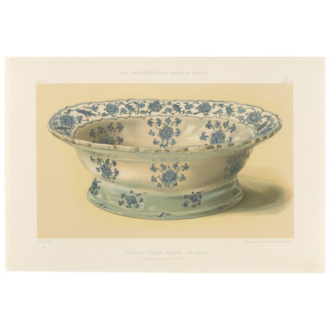 Persian Faience Bowl with Blue Floral Ornament, Julius Lessing, Berlin 1890