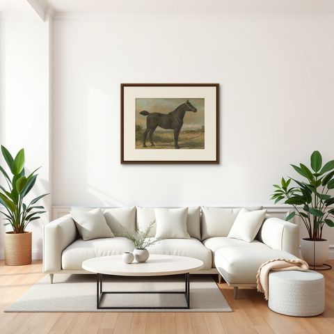 Antique Print of the Irish Horse by O. Eerelman (1898), shown framed in a room