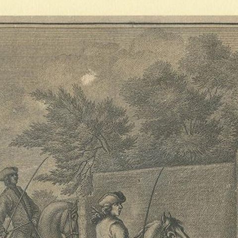 Antique Horse Print of a 'Pirouet' by Ridinger '1722', close-up 1
