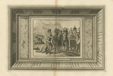Original Antique Engraving of Peruvian Llamas by Arnoldus Montanus, c.1671