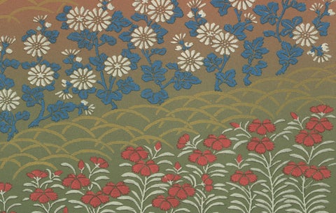 Japanese Garden Flowers in Bloom: Antique Lithograph, 1880s, close-up 4