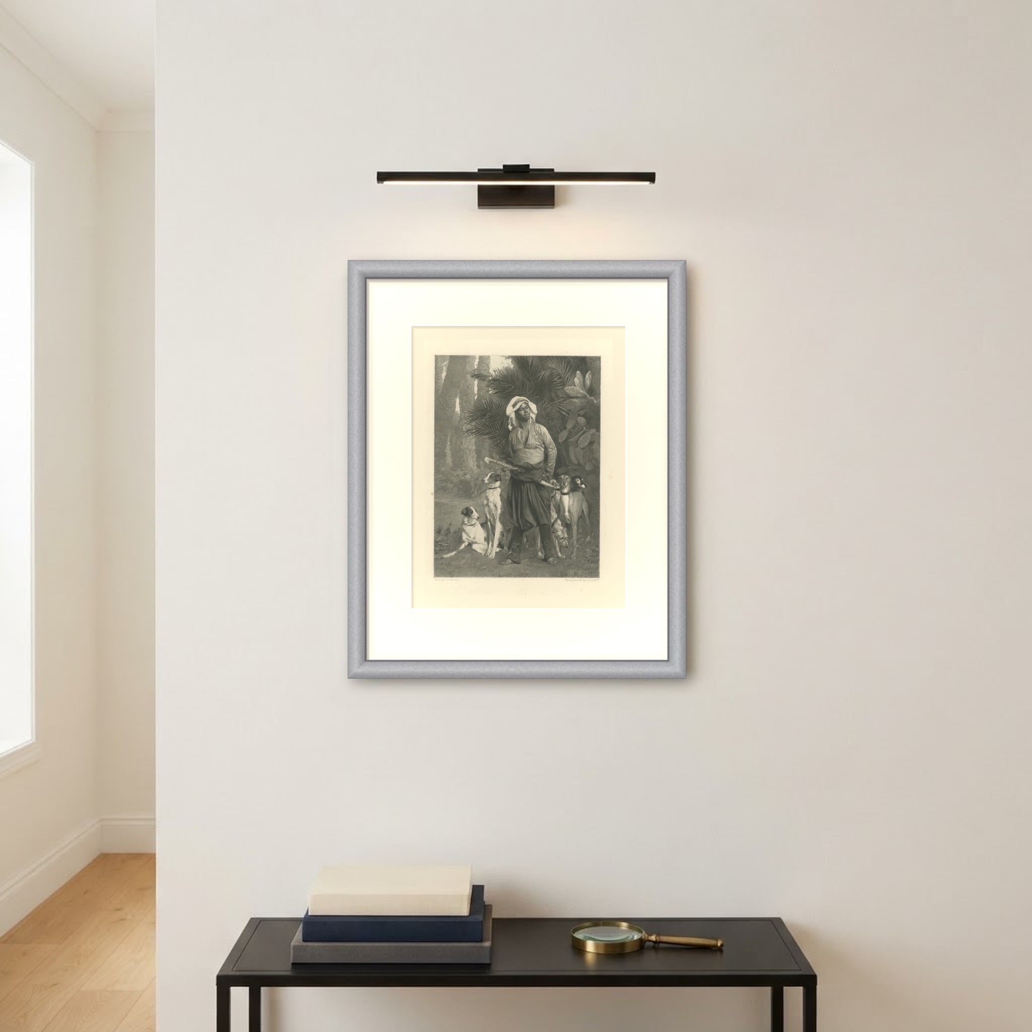 Master of the Hounds after Jean-Léon Gérôme, Antique Photogravure, circa 1880, shown framed on a wall