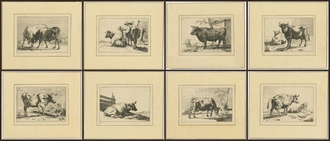 Set of 8 Dutch Golden Age Cattle Etchings, After Paulus Potter, c.1650, view 10