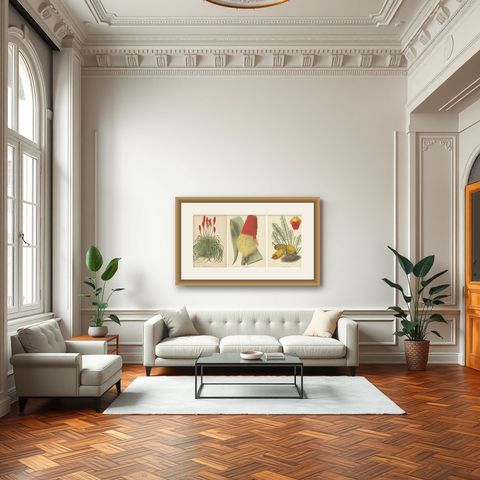 Exquisite Botanicals from Revue Horticole: A 19th-Century Garden Showcase, shown framed in a room