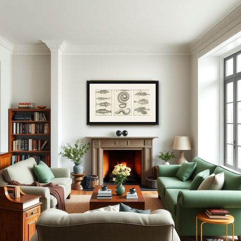 Rare 18th Century Fish Prints, Histoire Naturelle Engravings, ca.1770, shown framed in a room