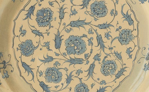 Persian Faience Dish with Blue Floral Ornamentation, J.Lessing, Berlin 1890, close-up 3