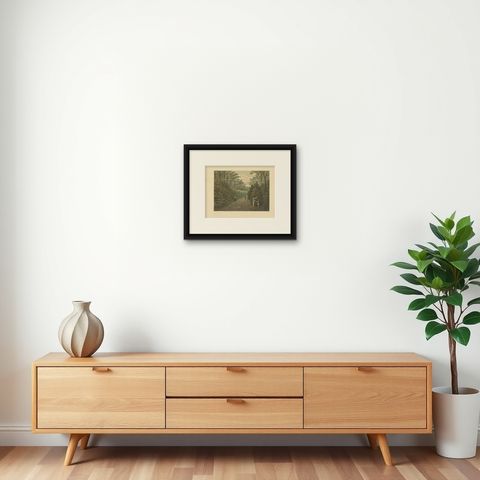 Antique Print of Fruit Farming on Java by M.T.H. Perelaer, 1888, shown framed on a wall