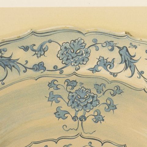 Persian Faience Dish with Blue Floral Ornamentation, J.Lessing, Berlin 1890, close-up 6