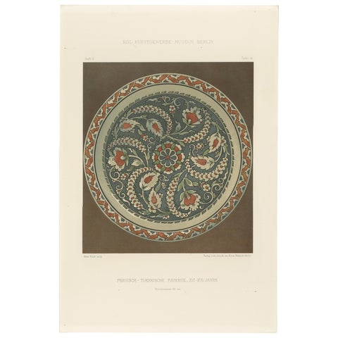 Persian-Turkish Faience Plate with Spiraling Floral Design, Julius Lessing 1890