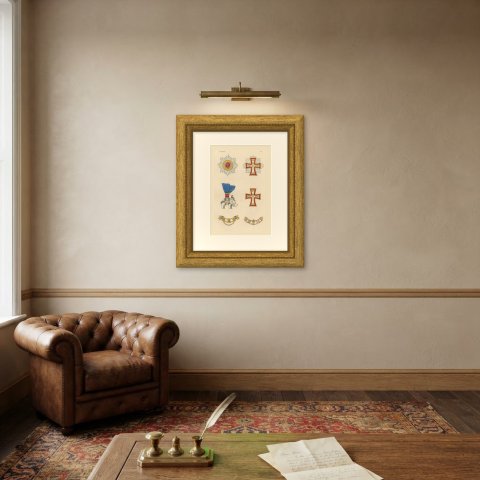Orders of Denmark, Order of the Elephant and Dannebrog, Plate XIX, 1844, shown framed on a wall