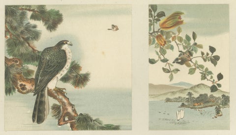 Antique Japanese Bird and Landscape Print: Six Panels of Nature’s Harmony, 1882, close-up 4