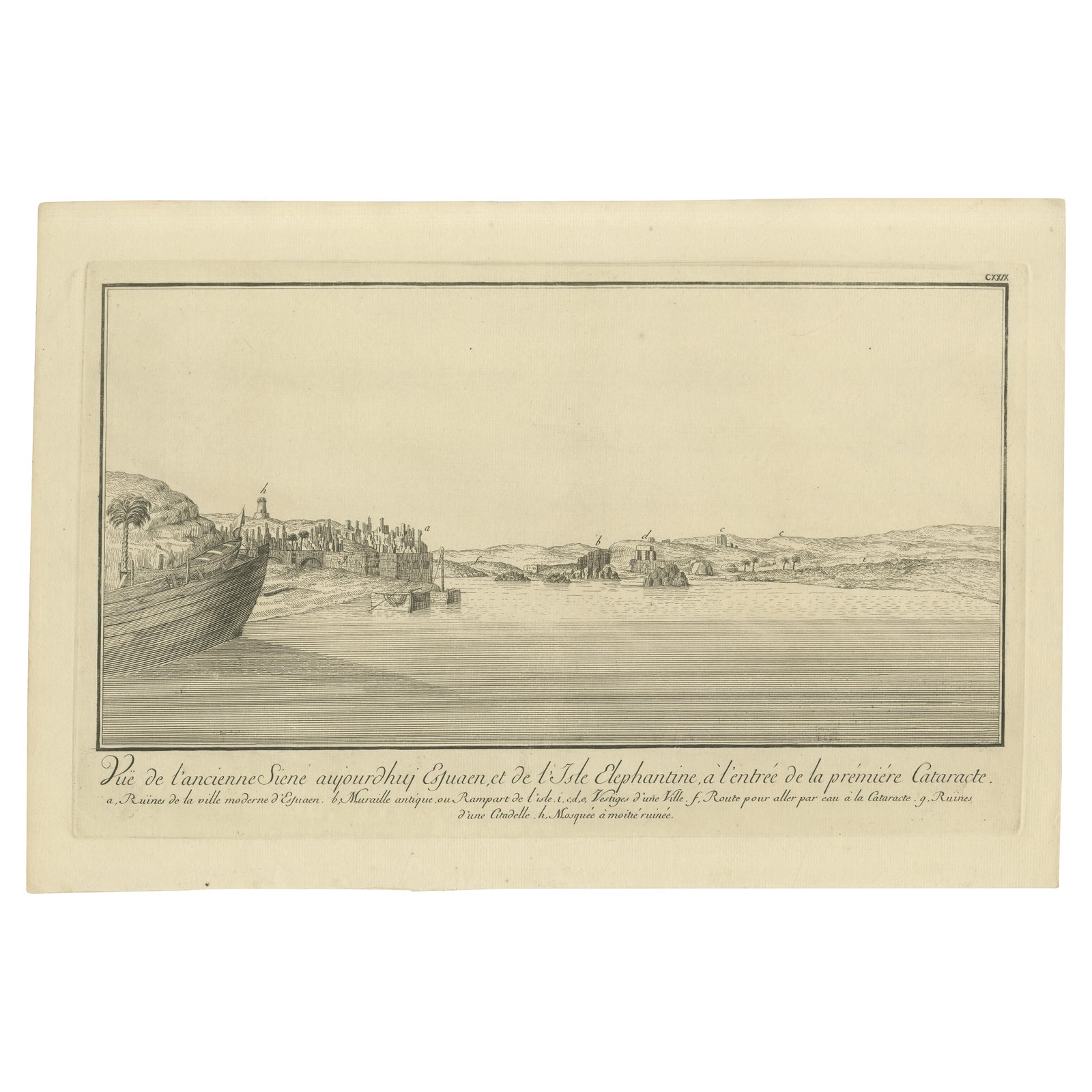 Ancient Syene (Aswan) and Elephantine Island, Egypt Engraving, c.1755
