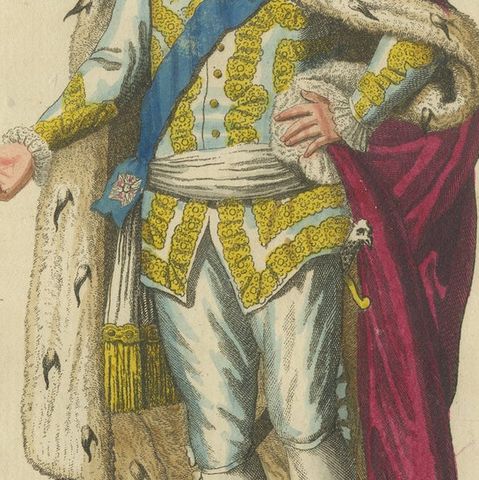 Knight of the White Eagle Order in Poland: Regal Hand-Colored Engraving, 1791, close-up 5