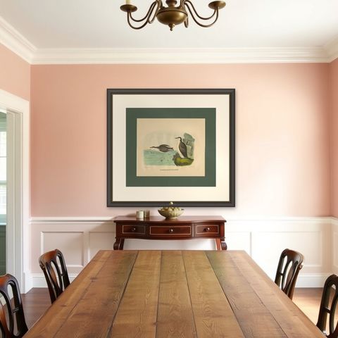 Antique Bird Print of Xantus's Murrlets Made after D.G. Elliot, 1869, shown framed in a room