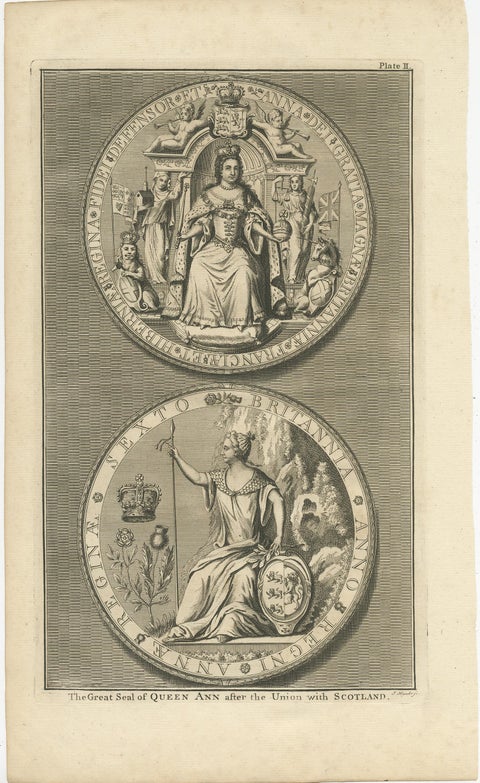 Set of 4 Antique Print of Great Seals by Rapin de Thoyras, circa 1780, view 3
