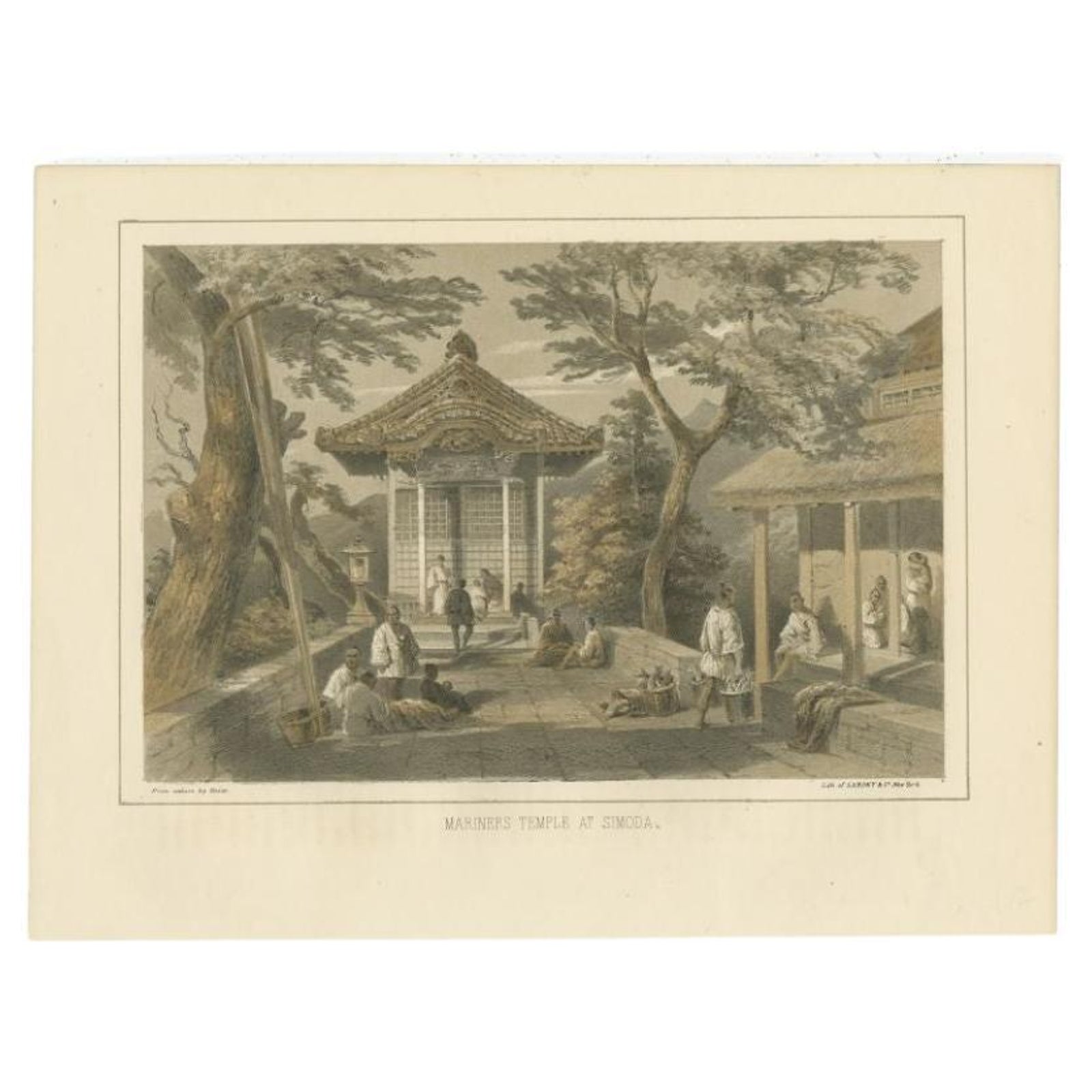 Antique Print of the Mariners Temple in Shimoda by Hawks, 1856