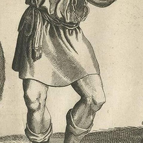Antique Print of a Man with Two Bears by J. Jonston, 1657, close-up 1
