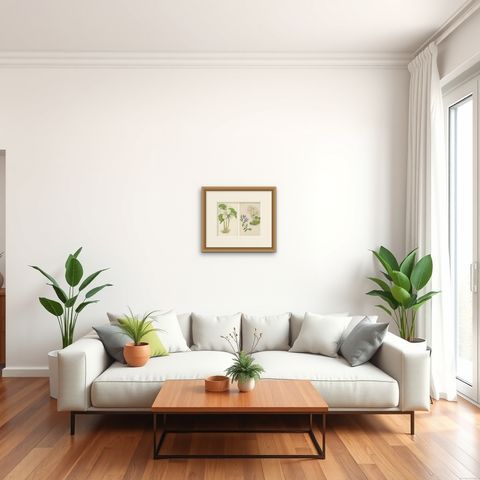 Alpine Botanical Lithograph Pair of Vinca and Trillium, 1874, shown framed in a room