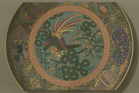 Decorative Plate with Phoenix and Floral Motifs - Japanese Art by Audsley, 1884, close-up 3