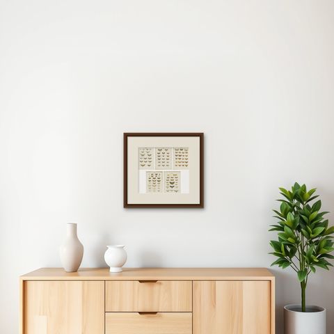 Set of 5 Antique Prints of Various Butterflies and Moths by Ramann, circa 1870, shown framed on a wall
