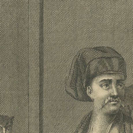 Antique Print of Dgi-Guerdgi feeding Cats in the Bazaar, close-up 1
