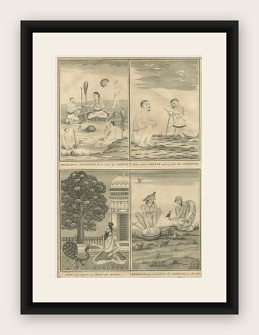 Indian Ascetics and Devotion Rituals, Feeding Birds and Acts of Penitence, 1734, shown framed