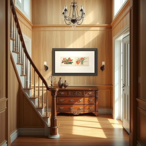 Vibrant Orchid and Clivia: A Botanical Duo from Van Houtte's Collection, c.1875, shown framed in a room