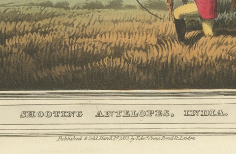 Foreign Field Sports: Shooting Antelopes in India, Aquatint, 1813, close-up 4