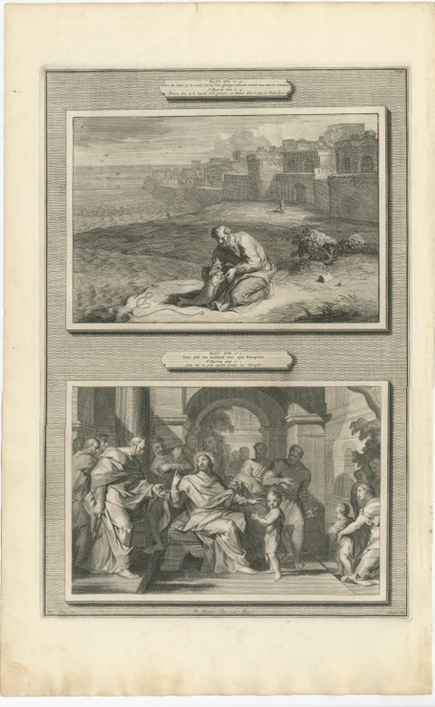 Religious Engravings, Peter’s Coin in Fish & Christ Foretells Passion, ca.1700, view 2