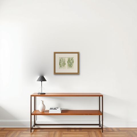 Antique Botanical Engravings of Grass and Rush Species, 1873, shown framed on a wall