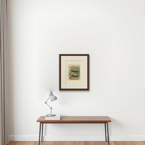 Hand-Colored Lithograph of Fire Salamanders –A Natural History Illustration 1852, shown framed on a wall
