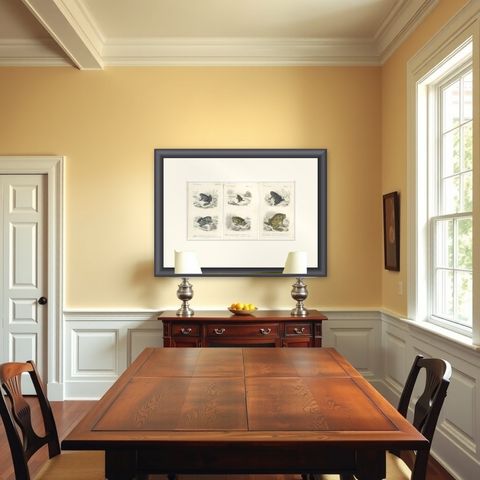Set of 3 Antique Prints of Frogs and Toads, shown framed in a room