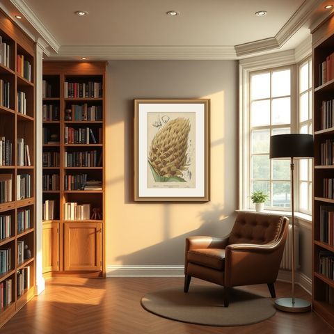 Antique Botany Print of Ananas Macrodontes '1878', shown framed in a room