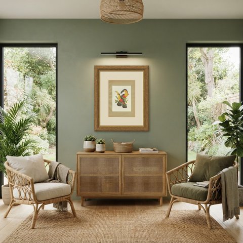 Toucans, Brazilian Bird Print, Descourtilz, 1944, shown framed in a room