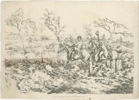 Original Antique Print of Fox Hunting in England, 1817, view 2
