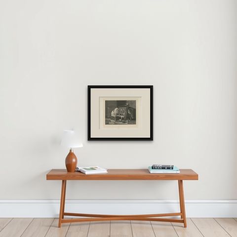 "Curiosity Reflected" - Cats and Kittens by Henriette Ronner (1894), shown framed on a wall